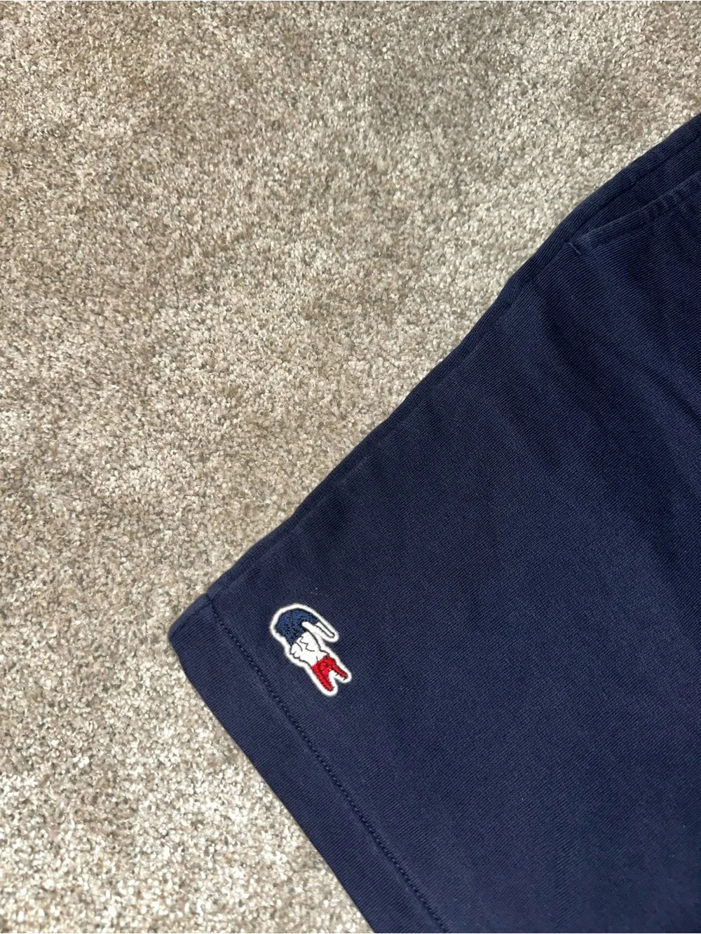 Lacoste Navy Athletic Shorts with Red & White Waistband